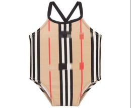 kids designer onepiece swimwear boys girls stripe plaid printed swimsuit fashion children beach casual bathing suit Chequered sho2206649