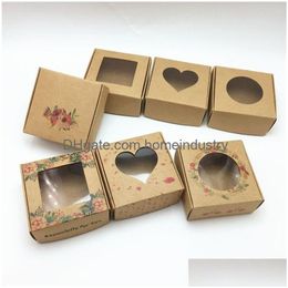 Gift Wrap 50Pcs 65X65X3Cm Small Kraft Paper Gift Packaging Boxkraft Cardboard Handmade Soap Candy Boxpersonalized Craft Box T200115 Dr Dhdci