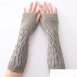 Fingerless Gloves Winter Warm Gloves Cuff Knitted Half-Finger Arm Ers Long Fingerless Mittens Wrist Sleeves Warmers For Drop Delivery Dhjag