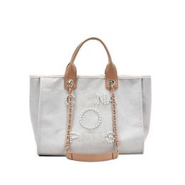 70% Factory Outlet Off The tote lady famous cool practical Large capacity plain cross body handbags great coin square canvas Pearl bag on sale