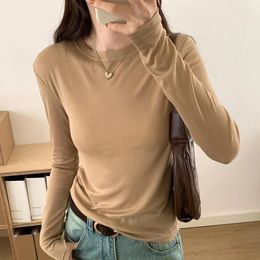 Women's T Shirts Shirt Women Clothing 2024 Arrivals Autumn Basic Long Sleeve Top Korean Style Woman Clothes Skinny O-Neck Tee Femme