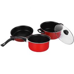 3 Pcs Induction Nonstick Frying Pan Kitchen Utensil Cooking Tool Accessories Cover Pots sets for Wok 240321