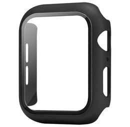 Full Cover tempered glass cover case for Apple Watch Series 7 6 5 4 3 2 iWatch Matte Plastic Bumper Hard Frame Screen Protector Ac8331525