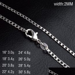 Chains Bk 2Mm 925 Sterling Sier Side Necklace Cuban Link Chains For Women Mens Jewellery 16 18 20 22 24 26 28 30 Inches Drop Delivery Je Dhcsq