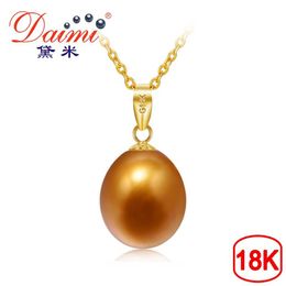 Daimi 8 5-9mm Freshwater Pearl Brown Colour Pendant Necklace 18k Yellow Gold Pendant Summer Necklace Fine Jewellery J190718252u