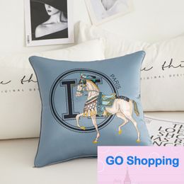 Qautily Modern Simple New Tribute Satin Printed Big Horse Pillow Home Sofa Seat Cushion Sample Room Bedside Backrest