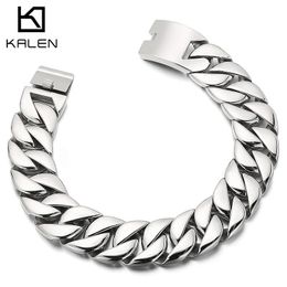 Kalen 20mm31mm Punk Mens Womens Stainless Steel Necklace Curb Cuban Chain Necklace Choker Jewellery 404272mm ;ength 240228