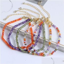 Chain Candy Colour Zircon Beaded Bracelet Women Girls Fashion Jewellery Small Beads Adjustable Bracelets Bangle Cuff Drop Delivery Jewel Dhqda