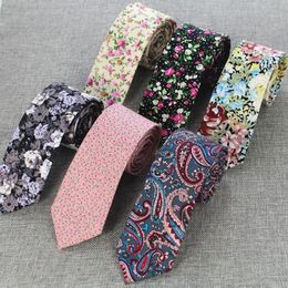 Neck Ties RBOCO6cm Cotton Floral Mens Fashion Necktie Casual Suit Wedding Skinny Tie Party Slim Gravatas252k