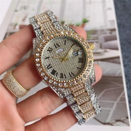 Men's Diamond Watches Luxury Mens Watches Casual Fashion Brand Designer Watch Auto Day Date Gold Watches Iced Out Quartz Wristwatches