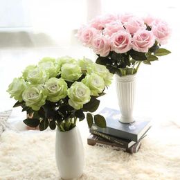 Decorative Flowers Artificial For Decoration Simulation Roses Single Silk Fabric Wedding Bouquet Home Auditorium Proposal 10PCs