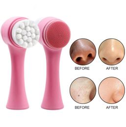 Doublesided Silicone Skin Care Tool Facial Cleanser Brush Face Cleaning Vibration Facial Massage Washing Product 00399056606