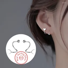 Stud Earrings Genuine 925 Sterling Silver Fashion Jewelry Spiral Heart Star For Women XY0247