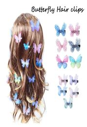 Butterfly Hair Clip Hair Tulle Rhinestones Double Layers Cliper Barrettes Accessories For Women Girls Hairpin Gauze Dress up DIY O9106089