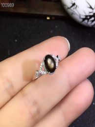 Cluster Rings 925 Silver With Natural Black Star Sapphire Good Quality Engagement For Women 6 8mm3001480