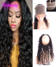 10A Malaysian Natural Black Colour 360 Lace Frontal Part Water Wave Curly Human Hair Virgin Hair Wet And Wary6281954