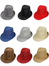 Jazz Hat Panamanian Top Hats Cotton Linen British Sun Hat for Men Women Summer Trilby Fedora Caps Panama Beach Street Cap Stingy B9753190