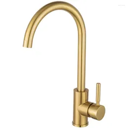 Kitchen Faucets Stainless Steel Gold Faucet Brushed Washbasin Basin Mixed And Cold Water