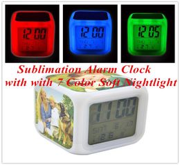Sublimation Alarm Clock with with 7 Colour Soft Nightlight Large Colour Square Small Alarm Clock LED Multifunctional Colour Changing 1996853