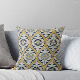 Pillow Painted Patterns - Azulejo Tiles In Blue And Yellow Throw Cover Luxury For Sofa