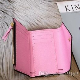 Top quality women man original box real leather multicolor short wallet classic zipper pocket272m