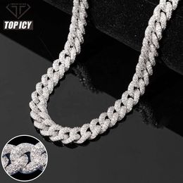 Top Icy 2 Rows Diamond 8mm Iced Out Bubble Cuban Chain Fashion Jewelry Necklace Brass 18k Gold Plated 3a Cz Shiny Necklace Women