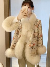 2024 New Korean Version Imitation Fox Cape Fur For Women's Chinese Nail Bead Tang Style Haining Coat In Winter 918699