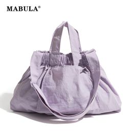 MABULA Nylon Solid Colour Shoulder Bag For Woman Simple Female Small Hobo Purse Stylish Lightweight Ladies Tote Handbag 240305