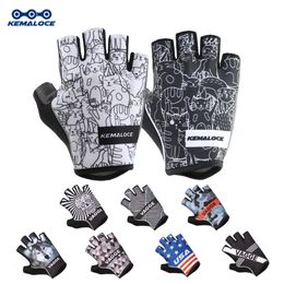 Kemaloce Cycling Gloves Half Finger Men Women Nonslip Reflection Mtb Bicycle Mittens Bike with Gel 240226