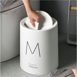 Waste Bins 8L Nordic Simple Plastic Trash Can Office Bathroom Kitchen Bin Living Room Bedroom Garbage Household With Lid Drop Deliver Dhebi