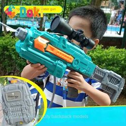 Gun Toys DokiToy New Fully Automatic Electric Water Gun Toy For Children Can Be Recharged High Pressure Water Skimming Swimming New 2023L2403