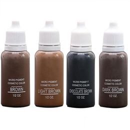 Tattoo Inks New 4 Colours Usa Brow Microblading Pigments Inks Dark Light Brown For Eyebrows Permanent Makeup Basic Eyebrow Dye Tattooin Dhyta