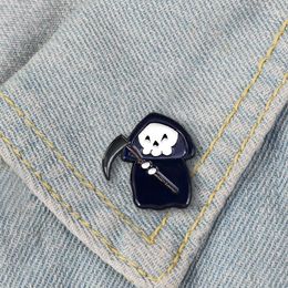 Brooches Creative Cartoon Skeleton Enamel Pins Black Death Sickle Alloy Brooch Badge Trendy Punk Lapel Jewellery Gift For Friends