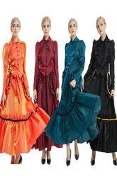 Retro Women Victorian Dress Industrial Age Party Vampire Cosplay Costume Bustle Ball Gown Top jacket Skirt Set4450845