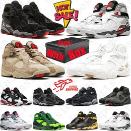 Con Box Jumpman 8 8s scarpe da basket da donna da uomo Bred Gunsmoke Playoffs Aqua Chrome Cool Grey Countdown Pack uomo donna scarpe da ginnastica Scarpe da ginnastica sportive da esterno