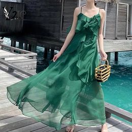 Casual Dresses Y2K Clothes Summer Solid Maxi For Women Vacation Beach Ruffles Vestidos Para Mujer Evening Dress Robe Femmes