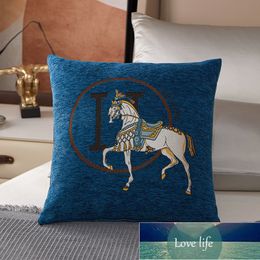 High-end Horse Chenille Pillow Case Home Sofa Cushion Bedside Soft Bag Lumbar Support Pillows Office Nap