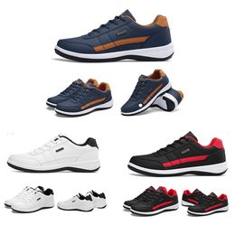 Summer New Men's Casual Sports Shoes Leather Lightweight Fashion Breathable Running Shoes Large Board Shoes for Men black 39