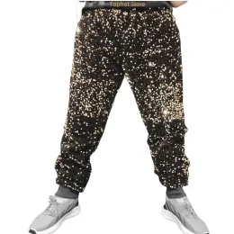 Pants Men Bar Nightclub Sequins Pants Silver Blue Double Sided Flip Loose Casual Trousers Dancer Team Hip Hop Party Dance Costume