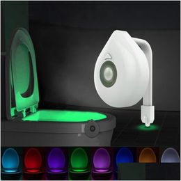 Night Lights Led Toilet Seat Night Light Motion Sensor Wc 8 Colors Changeable Lamp Battery Powered Backlight For Bowl Drop Delivery Li Dhzop