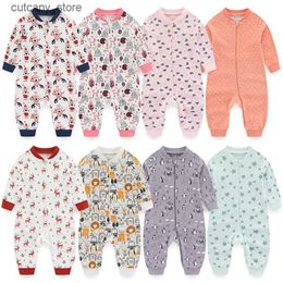 Jumpsuits Unisex Rompers 2/3Pieces New Born Baby Girl Clothes Sets 0-24M Baby Boy Clothes Solid Color Zipper Cartoon Autumn Spring Bebes L240309