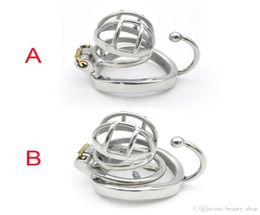 2 Styles Male cage devices stainless steel super small penis lock cock ring bondage slave adult sex toys for men6566464