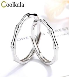 Cluster Rings Coolkala S925 Sterling Silver Simple Cold Wind Green Plum And Bamboo Horse Couple Ring6058355