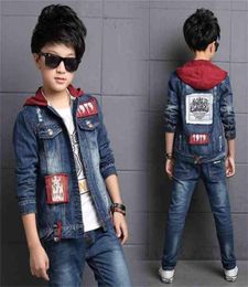 2pcs Boys Jacket Jeans Denim Clothing Set Boy Outerwear Blue 3 4 6 8 10 12 Year Old Kid Clothes OKS195008 2108043768697