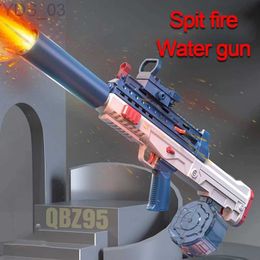 Gun Toys Summer Toy Full Electric Spurt Fire Water Storage Light Gun Portable Children Beach Outdoor Fight Fantasy Toys for Boys Kid Game YQ240307