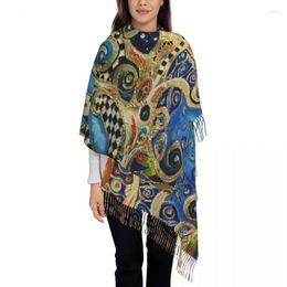 Ethnic Clothing The Changing Seasons By Gustav Klimt Scarf Wrap For Women Long Winter Warm Tassel Shawl Unisex Painting Art Scarves