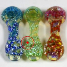 Latest Colorful Heady Inside line Art Smoking Glass Pipes Portable Handmade Dry Herb Tobacco Filter Spoon Bowl Innovative Handpipes Cigarette Holder DHL