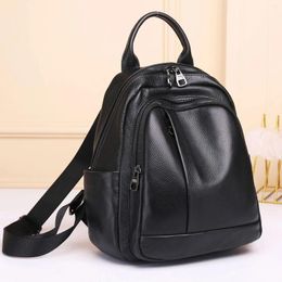 School Bags Korean Female Natural Leather Backpack Real Cowhide Ladies Bag High Quality Woman Black Hool Women's Backpacks