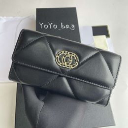 Designer Wallet Long Bifold Bags Card Holder Lambskin caviar Leather Multi Pochette Gold Meatl Hardware Diamond Lattice Clutch Pocket