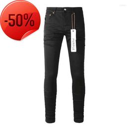 Mens Jeans Purple Brand Black Low Rise Stretch Skinny Denim Men Whiskered Distressed Stitching Jean Five Pocket Destroyed Long Trousers {category}